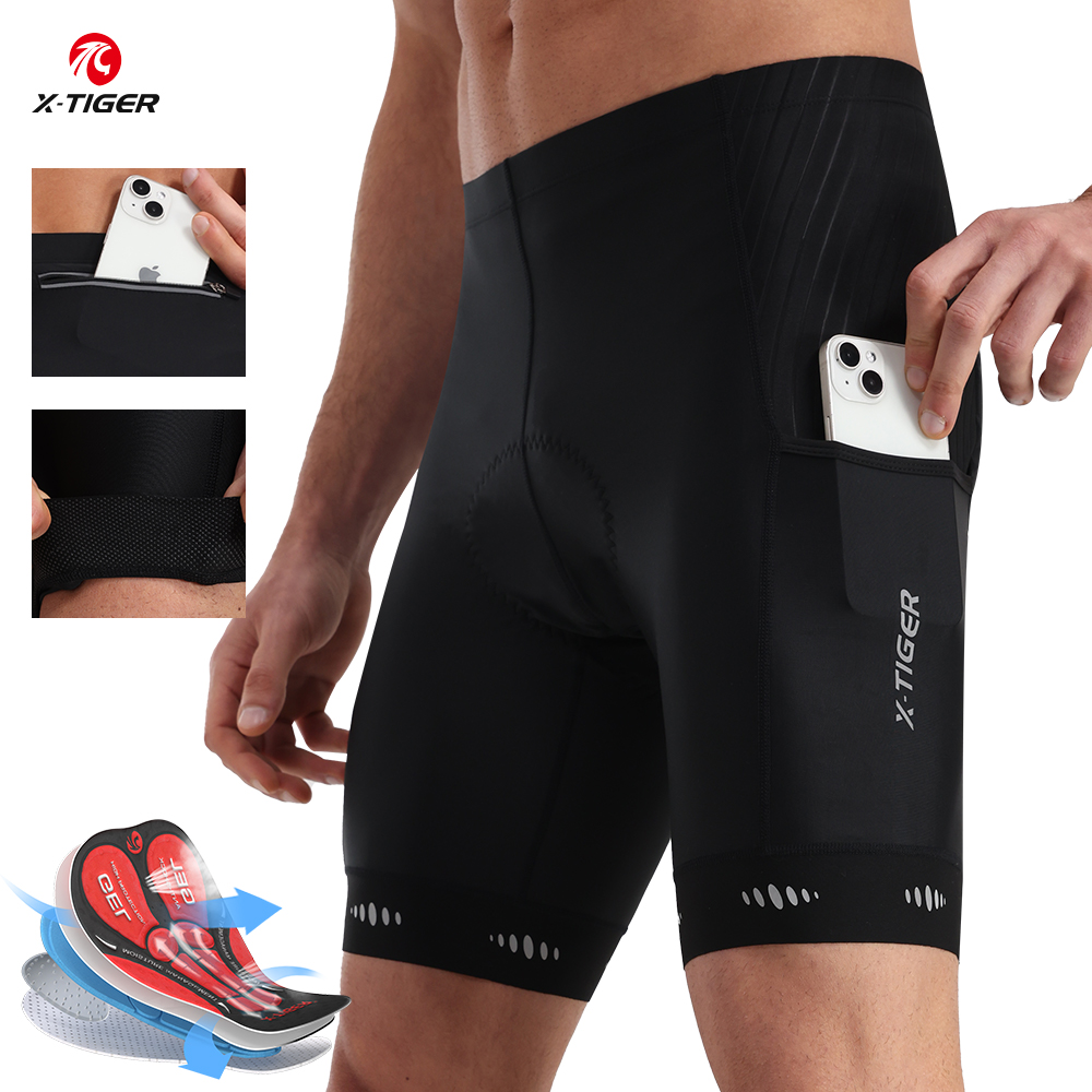 Cycling Commuter Shorts - X-TIGER Men Cycling Shorts with Back