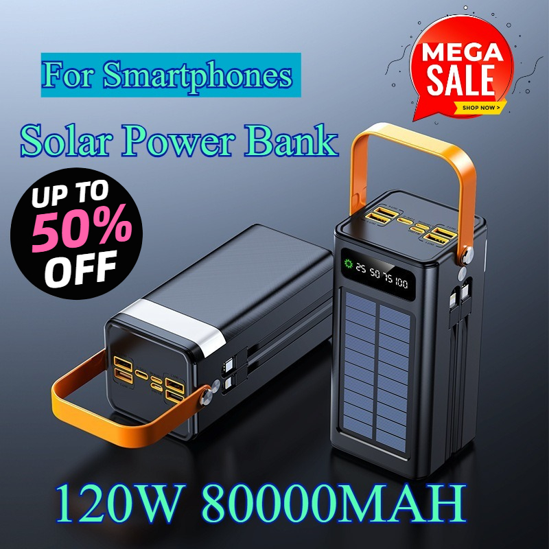 80000mAh Solar Power Bank 120W - Usb Charger Dynamo recension och pris
