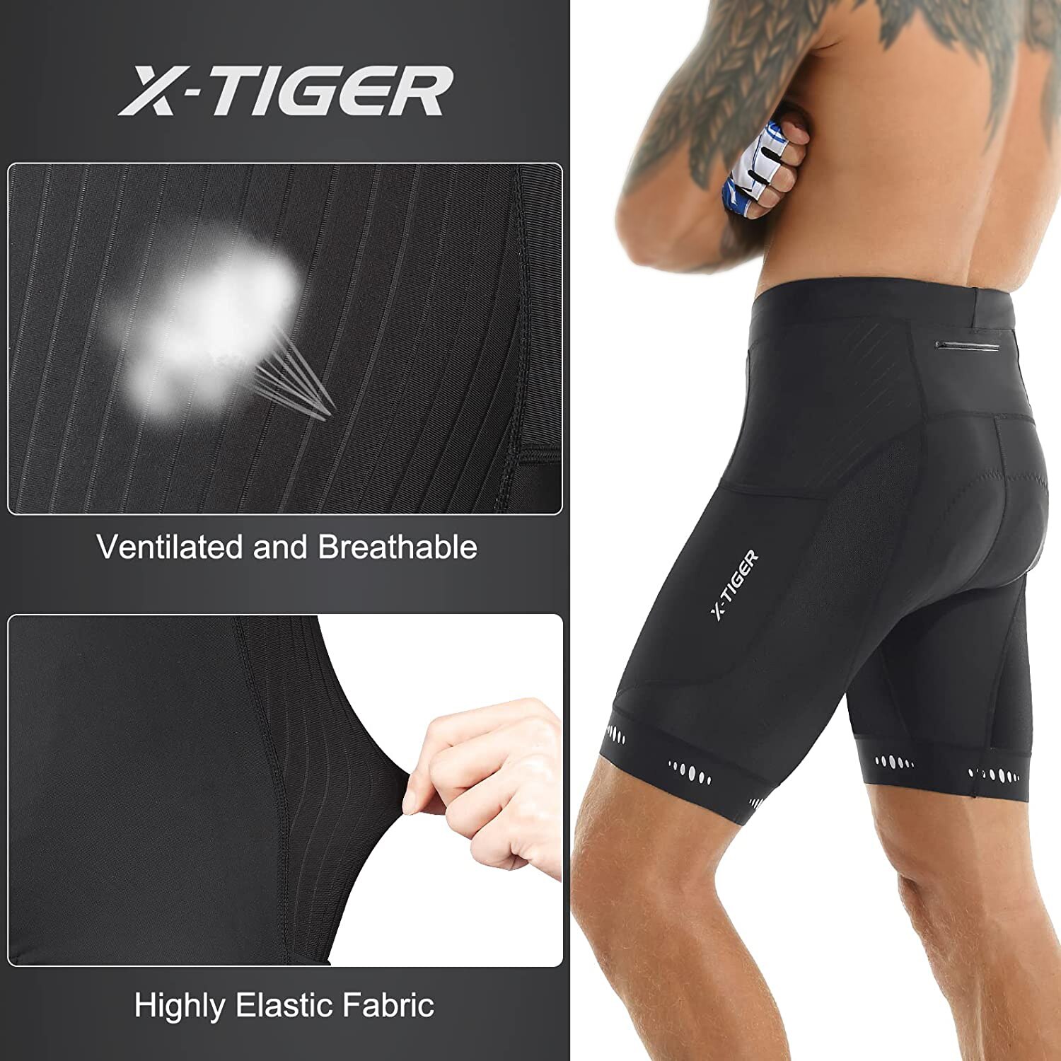X-TIGER Men Cycling Shorts wit - Cycling Commuter Shorts recension och pris